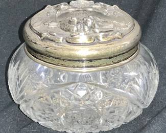 Victorian Sterling Silver & Cut Glass Dresser Jar

