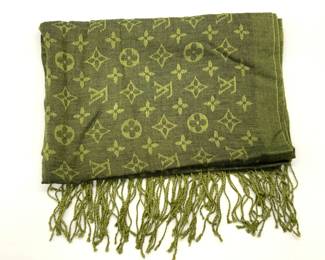Emerald Green Louis Vuitton Style Fringe Scarf
