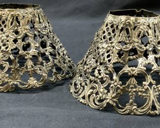 Pr Gorham Silver Plated Oil Lamp Shades
