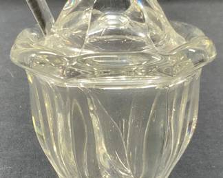 Baccarat Crystal Sugar Bowl W Spoon, France
