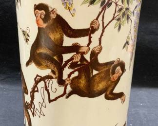 Gilt Porcelain Hand Painted Monkey Vase
