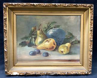 Miller Signed VNTG Pears Still Life Oil Painting
