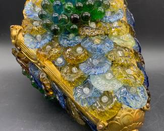 Vntg Venetian Art Glass Grape Motif Light Fixture
