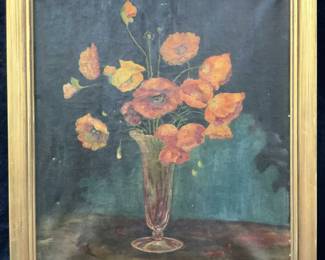 Vintage Signed Still Life Floral Oil Painting
