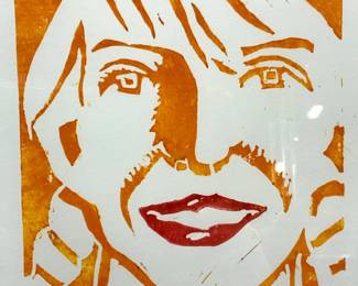 ATTR Katz Signed Womans Face Lino Cut
