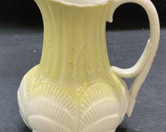 Vintage Yellow Porcelain Shell Pitcher
