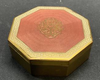 Vintage Lenk Austria Enameled Brass Trinket Box
