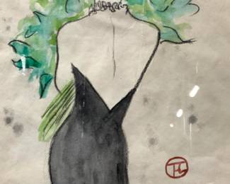 ATTR LAUTREC Signed Figural Watercolor Sketch
