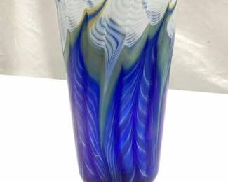 Lung Zera Studios Blown Favrile Glass Vase, Sgn
