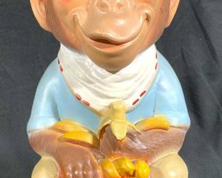 DUQUENSE STATUARY Vntg Chalkware Monkey Bank 1956
