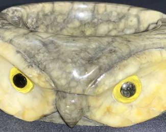 Hand Crafted Alabaster Owl Trinket Dish
