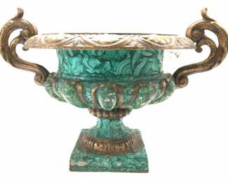 Painted Cast Iron Urn Planter W Scroll Handles
