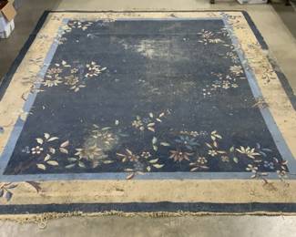 Vtg Handmade Chinese Art Deco Rm Sz Wool Rug
