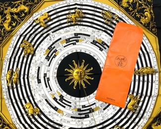 HERMES PARIS Zodiac Dies et hore Silk Scarf, NIP
