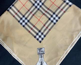 Burberrys Signed Hand Rolled Silk Nova Check Scarf
