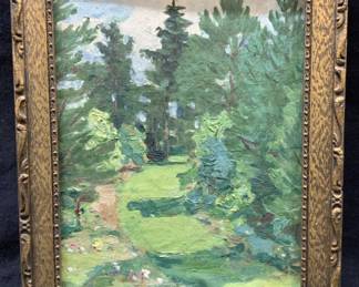 Vintage Forest Landscape Oil Painting
