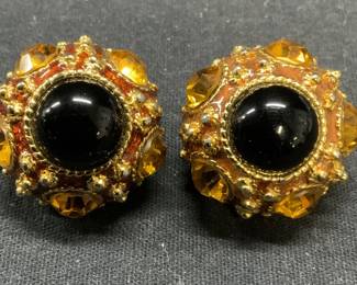 Vintage BLANCA Gold Tone Crystal Earrings
