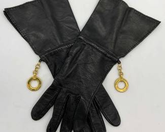 Paloma Picasso Black Leather Gloves, Italy
