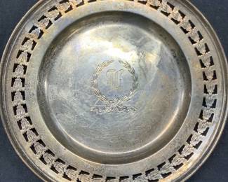 Vntg Stamped Monogrammed Sterling Silver Dish

