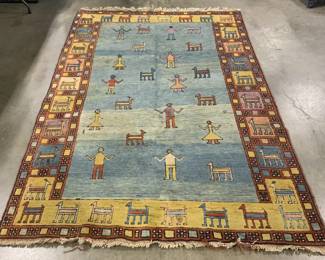 Antq Handmade Afghan Rm Sz Wool Rug
