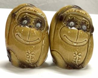 Ceramic Glazed MONKEY Salt & Pepper Shakers,2
