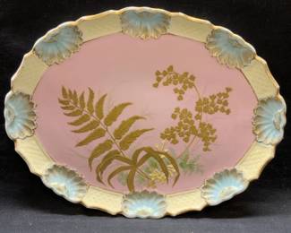 Vintage Gilt Porcelain Botanical Platter
