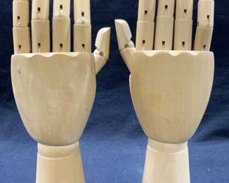 2 Wooden Artist Drawing Hand Models Left & Right

