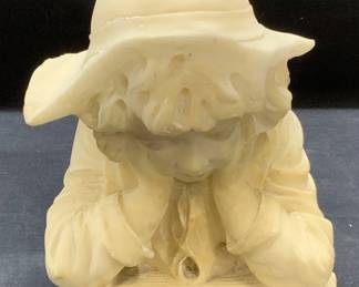 Vintage Carved Stone Child Bust Sculpture
