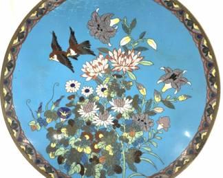 Antique Asian Chinoiserie Enamel Display Plate
