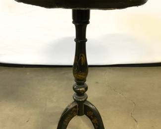 Antique Asian Lacquered Pedestaled Side Table
