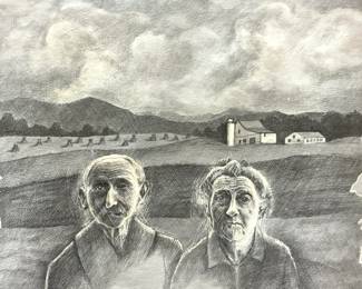 JOACHIM KUPKE Sgd Graphite Couple Drawing, 1971
