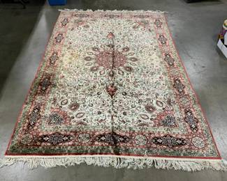 Vtg Handmade Oriental Room Sz Fringed Silk Rug
