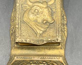 Vintage Brass Bull Motif Paper Holder Organizer
