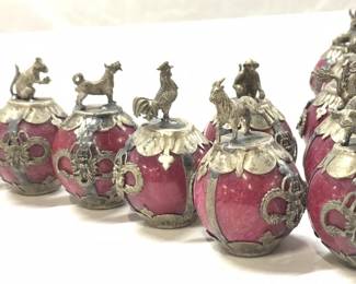 Chinese New Year Gemstone & Metal Figurine Set 12
