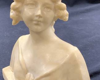 Signed Banchuoi Carved Marble Female Bust

