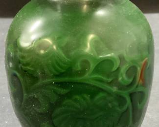 Vintage AVON Spring Bouquet Green Glass Vase
