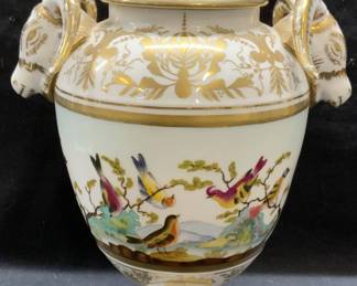 Chelsea House Gilt Porcelain Rams Head Urn
