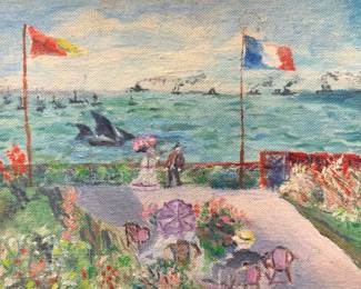 Vintage French Seascape Oil Painting
