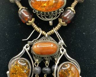 Lot3 Sterling Silver Earrings, Amber Style Jewelry
