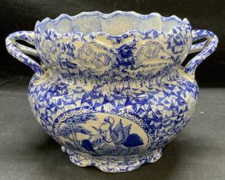 Chinese Porcelain Blue Crane Planter
