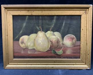 L. Schneider Sgd Antq Pear Still Life Oil Painting
