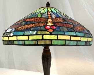 Dragonfly Slag Glass Mission Lamp
