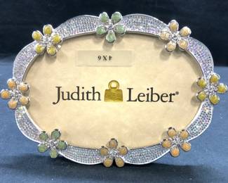 JUDITH LEIBER Floral Chrome & Enamel Pic Frame
