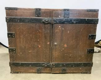 Antique Victorian Iron Bound Chest Of Drawers
