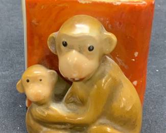 Vintage Porcelain Monkey Vase Planter, Japan
