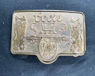 Coors Banquet Beer Brass Belt Buckle