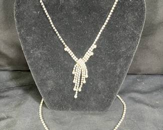 2 Vintage Rhinestone Chokers & 1 Pair Earrings