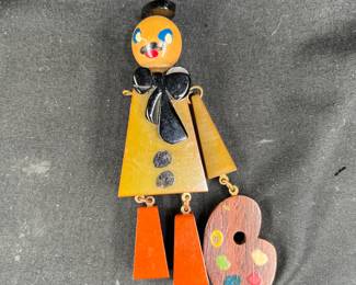 Bakelite Articulated French Artist Brooch