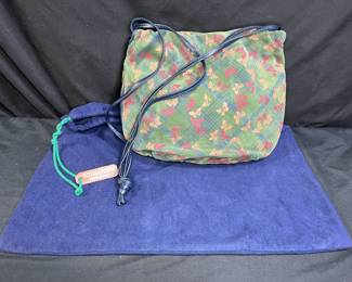 Green Suede Bottega Veneta Butterfly Plaid Purse
