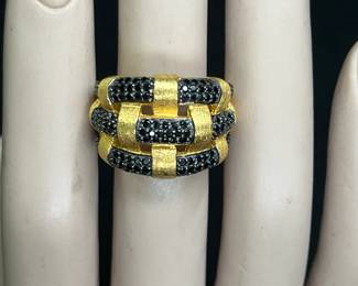 Milar Sterling Black Hematite Woven Ring